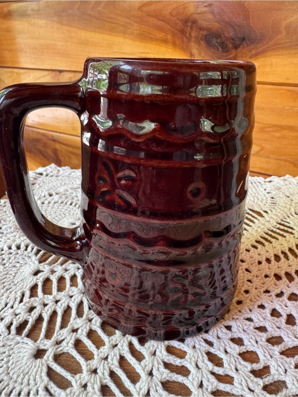 1950's Marcrest Brown Daisy and Dot Stoneware Pottery Mug